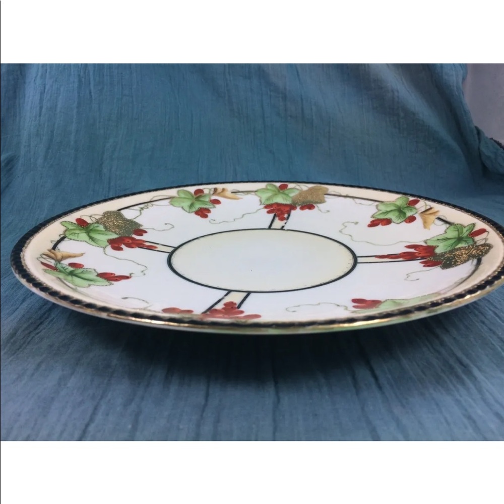 ⭐️🌸Antique Hand Painted Nippon Plate Leaf Mark Porcelain Ornate Beautiful Orange - Picture 2 of 10